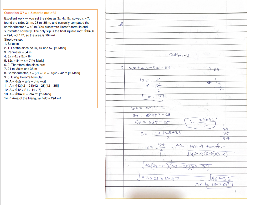 CBSE Mathematics Evaluated Answer Sheet